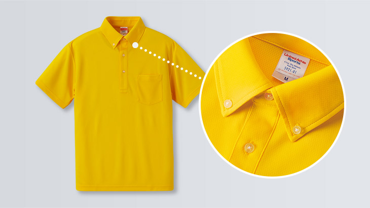 ボタンダウンポロシャツ襟元拡大イメージ
