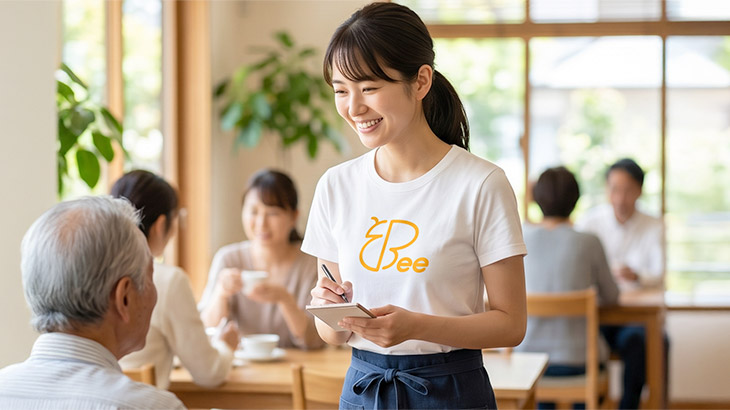 カフェの店舗制服用Tシャツイメージ