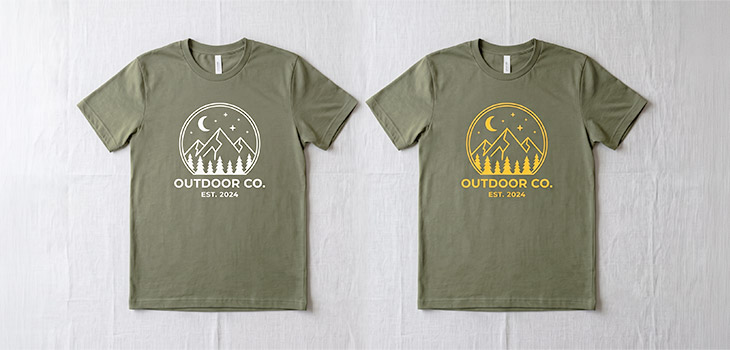 インク色が異なるTシャツ