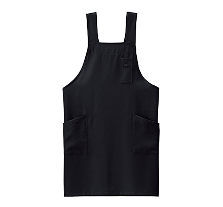 H型胸当てエプロン(FK7205)ブラック