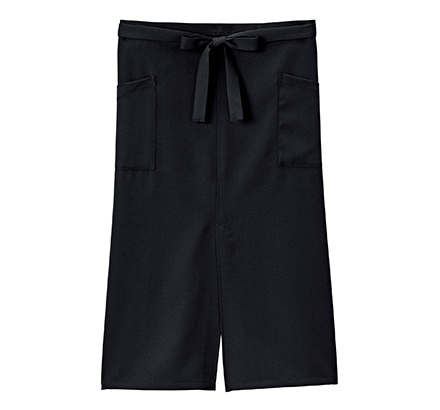 スリット入りソムリエエプロン(ロング丈)(FK7206)ブラック