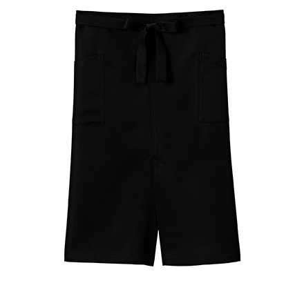 スリット入りソムリエエプロン(ミドル丈)(FK7207)ブラック