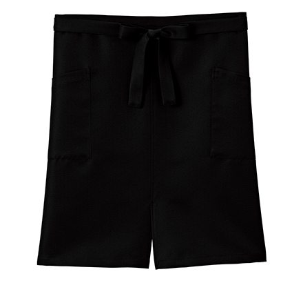 スリット入りミドルエプロン(FK7208)ブラック