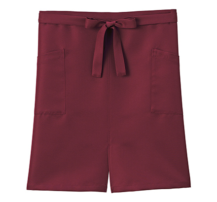 スリット入りミドルエプロン(FK7208)ワイン