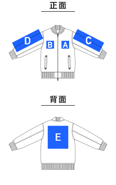 T/Cスタジアムジャケット（裏地付）（7079-01）プリント可能範囲