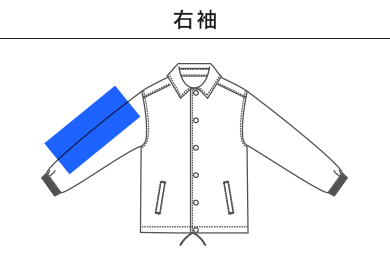 ポプリン ルーズフィット スーベニア ジャケット（一重）（7171-01）D：右袖