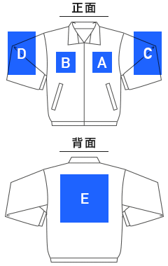 コットンライク ナイロン トレーニング ジャケット（裏地付）（7220-01）プリント可能範囲