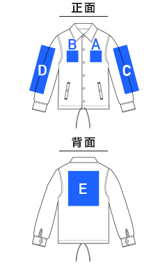 T/Cコーチジャケット（裏地付）（7448-01）プリント可能範囲