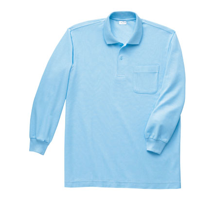 5.3オンス日本製長袖ポロシャツ（ポケット付）（00222-JLP） サックス（033）