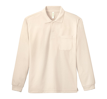 4.4オンスドライ長袖ポロシャツ(ポケット付)(00335-ALP)ライトベージュ