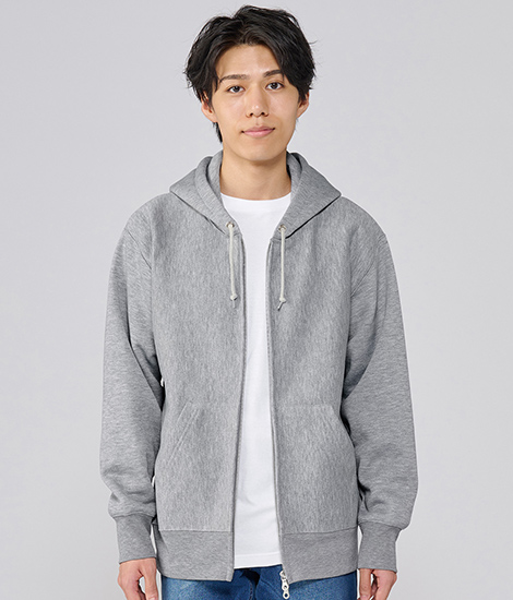 モデル身長175cm　杢グレー　Lサイズ　前開き