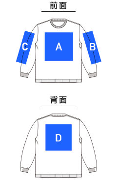 ウォッシャブルロングスリーブニット（MS1180）プリント可能範囲