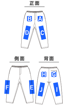 バーサタイル ナイロンパンツ（NLV-512）プリント可能範囲