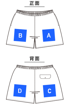 バーサタイルナイロンショーツ（NSV-505）プリント可能範囲
