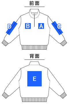 レギュラーウェイトハーフジップスウェットシャツ（SH2253）プリント可能範囲