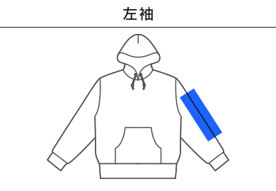 レギュラーウェイト スウェットP/Oパーカ（SP2250）B：左袖