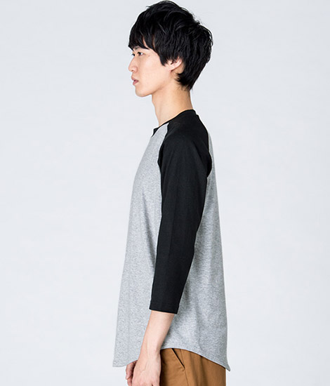 モデル身長184cm　杢グレー×ブラック/Lサイズ　側面
