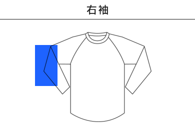 5.6オンス ラグラン3/4スリーブTシャツ（5045-01）C：右袖