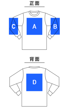 5.6オンス ラグラン ロングスリーブ Tシャツ（1.6インチリブ）（5048-01）プリント可能範囲