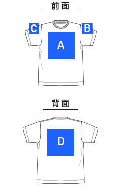 4.3オンスドライＴシャツ(ポリジンW加工)（MS1190）プリント可能範囲