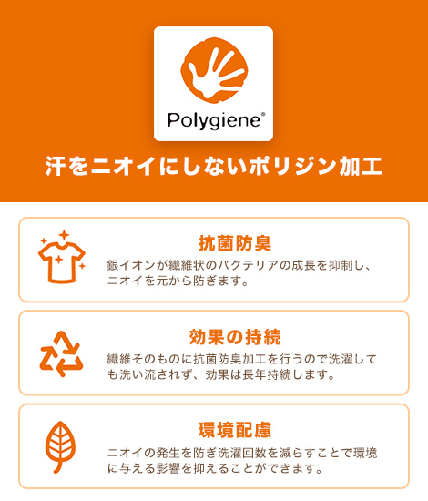 汗をニオイにしないポリジン加工