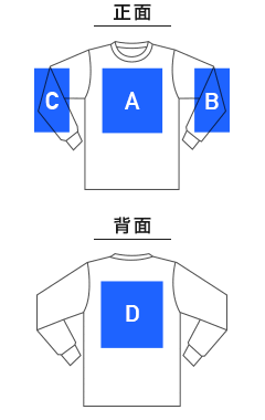 5.6オンスハイグレードコットンロングスリーブTシャツ（MS1612-1612WO）プリント可能範囲