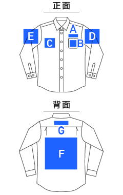 オックスフォード長袖シャツ（FB4510U）プリント可能範囲