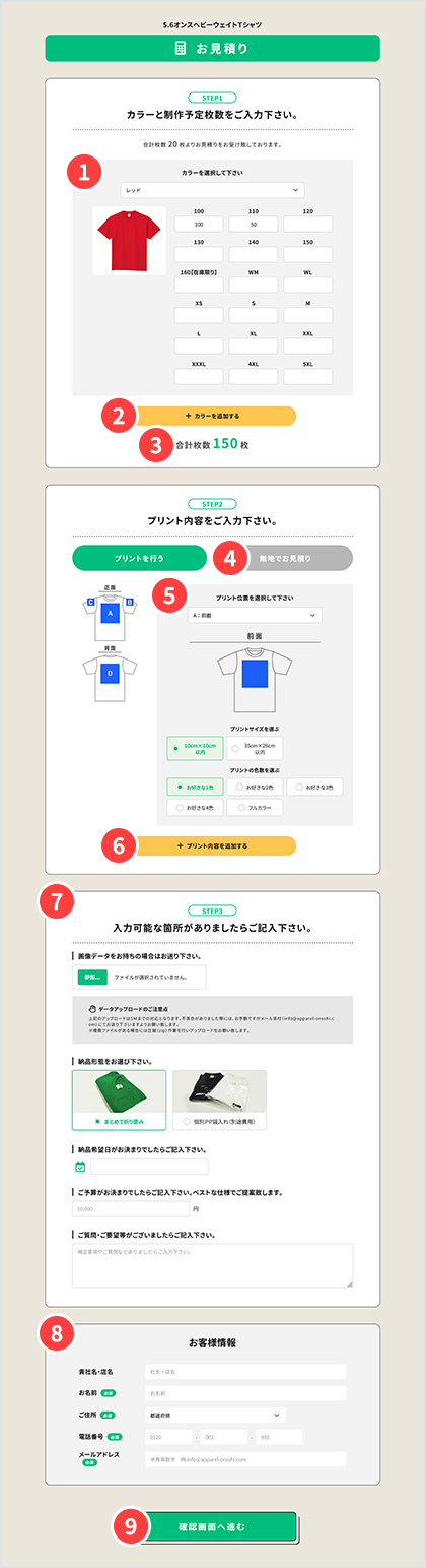 お見積り各項目
