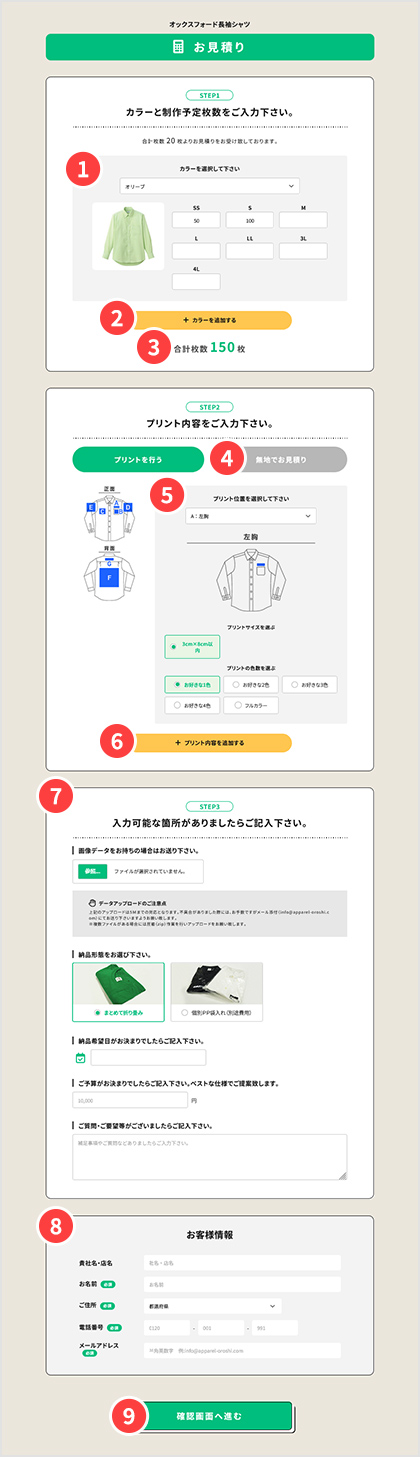 お見積り各項目